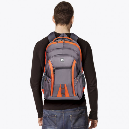 Рюкзак BRAUBERG SpeedWay 2, 25 л, размер 46х32х19 см, ткань, серо-оранжевый, 224448