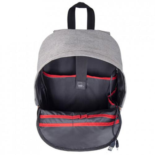 Рюкзак BRAUBERG URBAN универсальный с отделением для ноутбука, USB-порт, Energy, серый, 44х31х14 см, 270806