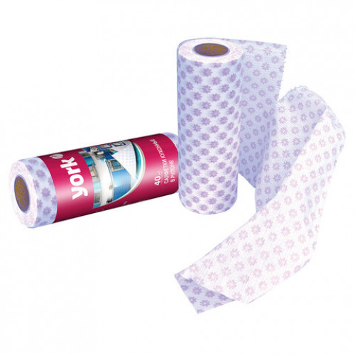 Салфетки ВИСКОЗНЫЕ, Премиум, 25х40см, РУЛОН 40шт, 60г/м2, YORK, 021100