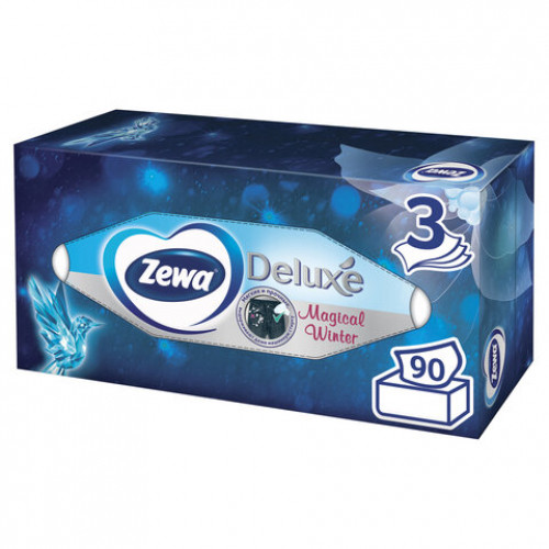 Салфетки косметические 90 штук в картонном боксе, 3-слойные, ZEWA Deluxe Design, 28420