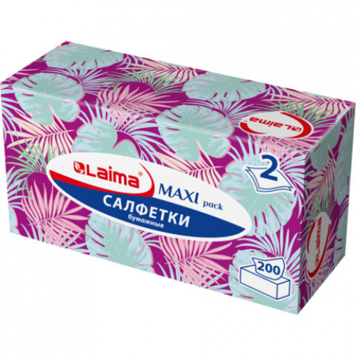 Салфетки косметические 200 шт. в картонном боксе 2-слойные, LAIMA Everyday, 20х20 см, 113589