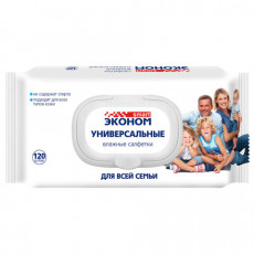 Салфетки влажные 120 шт, ЭКОНОМ SMART, для всей семьи, крышка клапан, ш/к 06475, 30647 Салфетки влажные 120 шт, ЭКОНОМ SMART, для всей семьи, крышка клапан, ш/к 06475, 30647