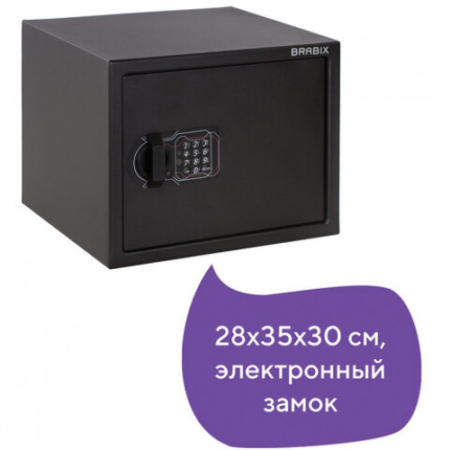 Сейф мебельный BRABIX SF-280EL, 280х350х300 мм, электронный замок, черный, 291149, S103BR212414