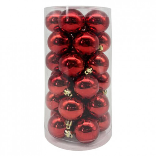 Шары ёлочные 30 шт, 4 см, Solid Color, пластик, КРАСНЫЕ, глянец, ЗОЛОТАЯ СКАЗКА, 592496