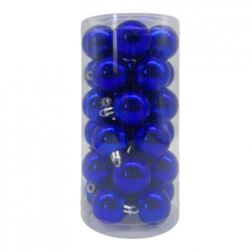 Шары ёлочные 30 шт, 4 см, Solid Color, пластик, СИНИЕ, глянец, ЗОЛОТАЯ СКАЗКА, 592495