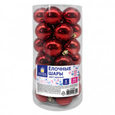 Шары ёлочные 30 шт, 4 см, Solid Color, пластик, КРАСНЫЕ, глянец, ЗОЛОТАЯ СКАЗКА, 592496