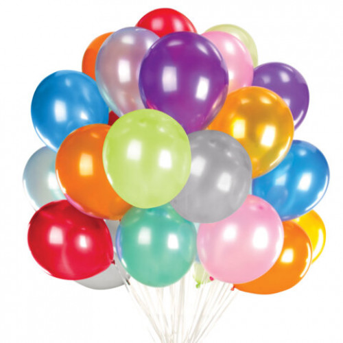 Шары воздушные 30 см, 50 штук, МЕТАЛЛИК, ассорти, BRAUBERG KIDS, 591882