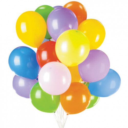 Шары воздушные 25 см, 50 штук, ЯРКИЕ ЦВЕТА, ассорти, BRAUBERG KIDS, 591881