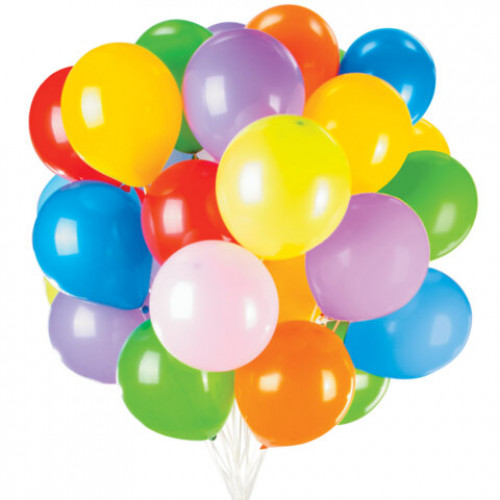 Шары воздушные 25 см, 100 штук, ЯРКИЕ ЦВЕТА, ассорти, BRAUBERG KIDS, 591873