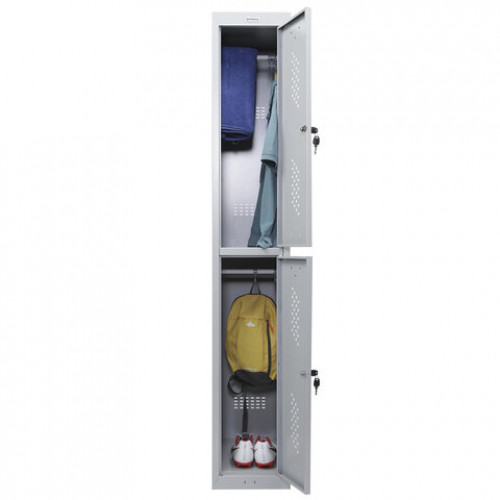 Шкаф металлический для одежды BRABIX LK 12-30, УСИЛЕННЫЙ, 2 секции, 1830х300х500 мм, 18 кг, 291133, S230BR421102