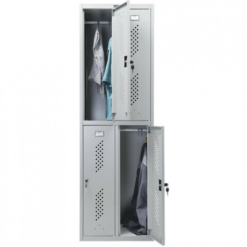 Шкаф металлический для одежды ПРАКТИК LS-22, четырехсекционный, 1830х575х500 мм, 30 кг