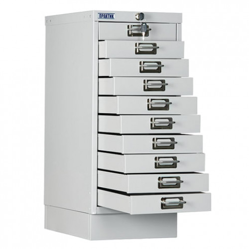 Шкаф металлический для документов ПРАКТИК MDC-A4/650/10, 10 ящиков, 650х277х405 мм, собранный