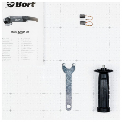 Машина шлифовальная угловая, 1200 Вт, диск 125 мм, 11000 оборотов/мин, BORT BWS-1200U-SR, 98298802