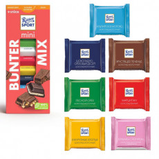 Шоколад порционный 1 плитка RITTER SPORT, ассорти, 16,67 г, Яркая коллекция