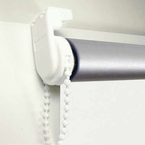 Штора рулонная светонепроницаемая (Блэкаут) BRABIX 140х175 см, белый/серебро, 606019