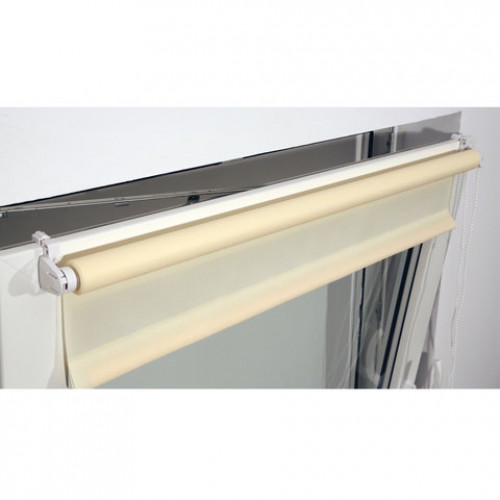 Штора рулонная BRABIX 80х175 см, текстура - лён, защита 55-85%, 200 г/м2, кремовый S-21, 605993