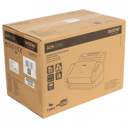 Сканер потоковый BROTHER ADS-2200, А4, 600х600, 35 стр./мин., АПД, ADS2200TC1