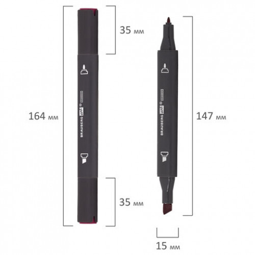 Маркер для скетчинга двусторонний 1 мм - 6 мм BRAUBERG ART CLASSIC, БОРДОВЫЙ (R338), 151824