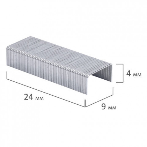 Скобы для степлера цинковое покрытие №10, 1000 штук, BRAUBERG EXTRA, до 20 листов, 229298
