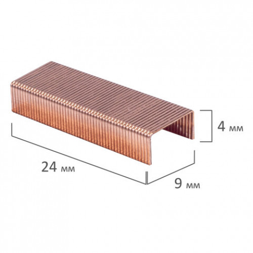 Скобы для степлера медное покрытие №10, 1000 штук, BRAUBERG EXTRA, до 20 листов, 229302