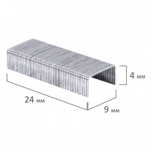 Скобы для степлера №10, 1000 штук, РОССИЯ, STAFF Basic, до 20 листов, 224797