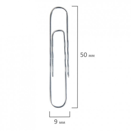 Скрепки большие 50 мм, BRAUBERG, оцинкованные, гофрированные, 50 шт., в картонной коробке, 270446