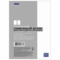 Сменный блок к тетради на кольцах А5 80 л. HATBER Premium, Белый, блок в точку, 80СБ5A9_23036