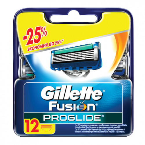 Сменные кассеты для бритья 12 шт., GILLETTE (Жиллет) Fusion ProGlide, для мужчин, GIL-81521963