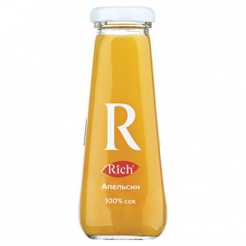 Сок RICH (Рич) 0,2 л, апельсин, подходит для детского питания, стеклянная бутылка, 1658101