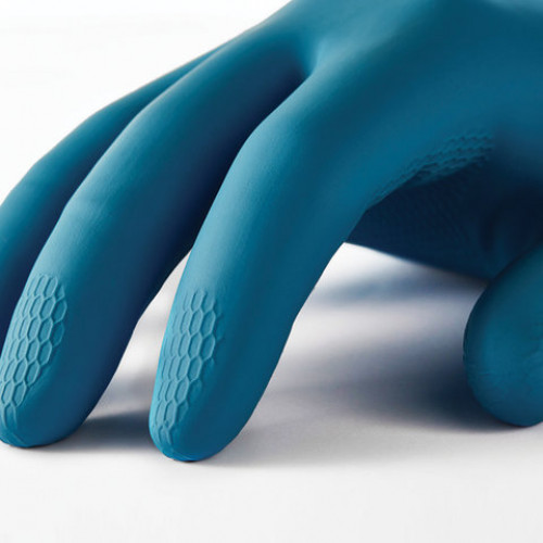 Перчатки латексно-неопреновые MANIPULA Союз, хлопчатобумажное напыление, размер 7-7,5 (S), синие/желтые, LN-F-05