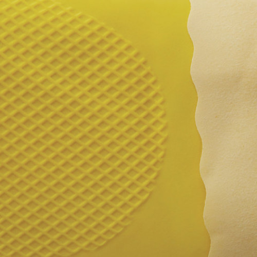 Перчатки латексные MANIPULA Блеск, хлопчатобумажное напыление, размер 8-8,5 (M), желтые, L-F-01