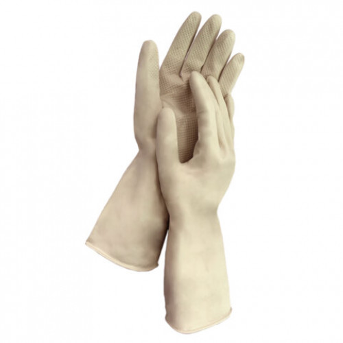 Перчатки МНОГОРАЗОВЫЕ латексные LAIMA ULTRA СВЕРХПРОЧНЫЕ бежевые, размер L (большой), вес 100 г, 700548