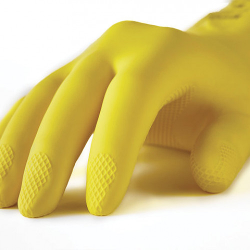 Перчатки латексные MANIPULA Блеск, хлопчатобумажное напыление, размер 7-7,5 (S), желтые, L-F-01