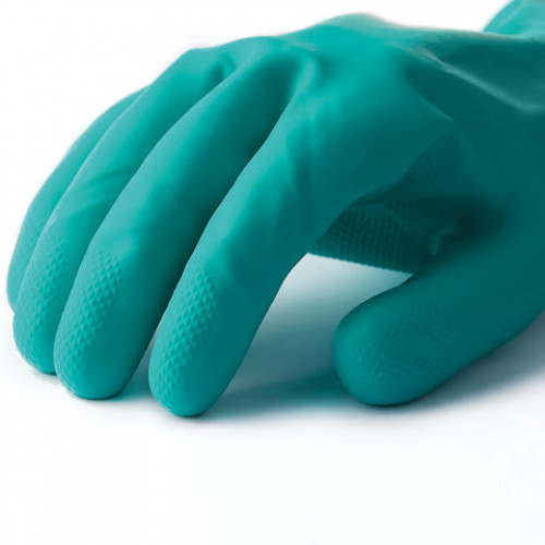 Перчатки нитриловые MANIPULA Дизель, хлопчатобумажное напыление, размер 8 (M), зеленые, N-F-06