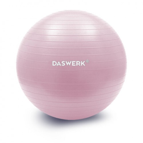 Мяч гимнастический (фитбол) 65 см с эффектом антивзрыв, с ручным насосом, розовый, DASWERK, 680016