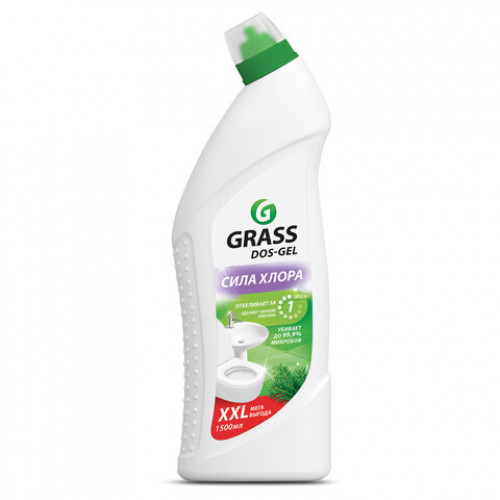 Средство для уборки сантехники и туалета дезинфицирующее 1,5 л GRASS DOS-GEL СИЛА ХЛОРА, 125805