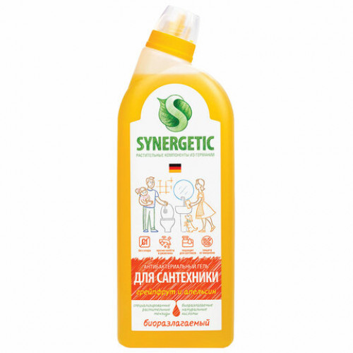 Средство для уборки туалета антибактериальное 700 мл SYNERGETIC Грейпфрут и апельсин, 104070