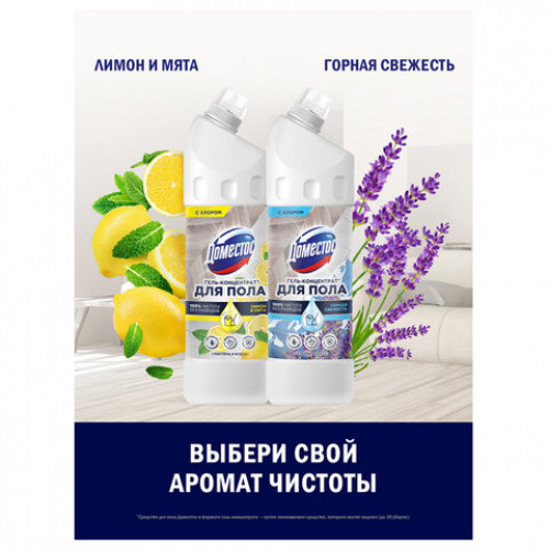 Средство для мытья пола и других поверхностей 1 л, ДОМЕСТОС Лимон и мята, гель-концентрат