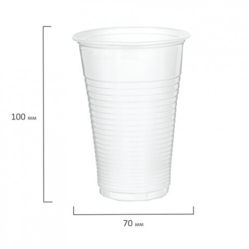 Одноразовые стаканы 200 мл, КОМПЛЕКТ 100 шт., пластиковые, БЮДЖЕТ, белые, ПП, холодное/горячее, LAIMA, 600934