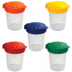 Стакан-непроливайка СТАММ Премиум, с крышкой, ассорти, прозрачный, СН350