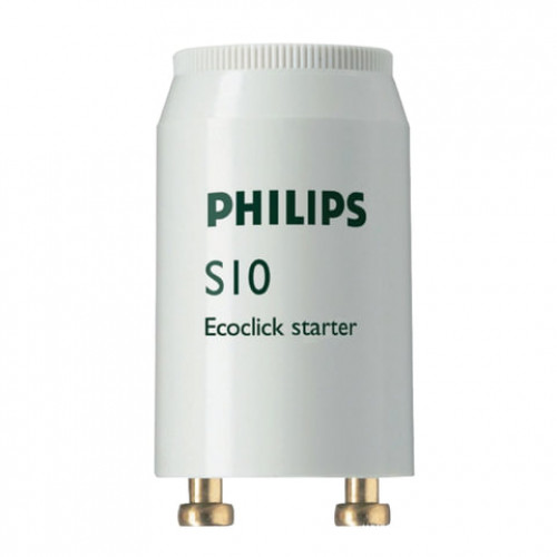 Стартеры для люминесцентных ламп PHILIPS S10, КОМПЛЕКТ 25 штук, 4-65 W 220-240 V (одноламповая схема подключения)