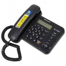 Телефон PANASONIC KX-TS2358RUB, черный, память 50 номеров, АОН, спикерфон, ЖК дисплей с часами, тональный / импульсный режим
