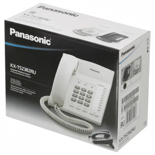 Телефон PANASONIC KX-TS2382RUB, память 10 ном., тональный/импульсный режим, повтор, чёрный