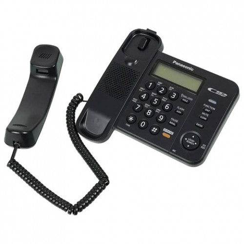 Телефон PANASONIC KX-TS2358RUB, черный, память 50 номеров, АОН, спикерфон, ЖК дисплей с часами, тональный / импульсный режим