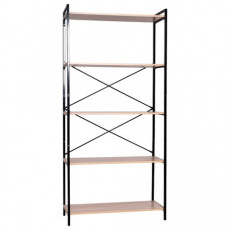 Стеллаж BRABIX SMART SH-004, 790х360х1950 мм, ЛОФТ, 5 полок, металл/ЛДСП бунратти, каркас черный, 641944 Стеллаж BRABIX SMART SH-004, 790х360х1950 мм, ЛОФТ, 5 полок, металл/ЛДСП бунратти, каркас черный, 641944