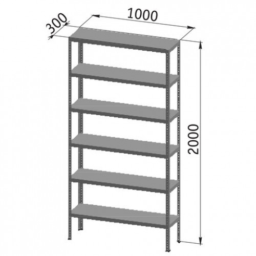 Стеллаж металлический УНИВЕРСАЛ, 2000х1000х300 мм, УСИЛЕННЫЕ СТОЙКИ, 6 полок, регулируемые опоры, 290144
