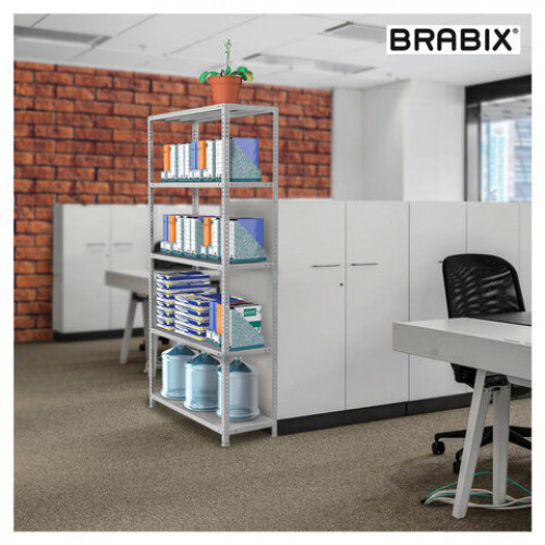 Стеллаж металлический BRABIX MS Plus-185/30-4, 1850х1000х300 мм, 4 полки, регулируемые опоры, 291104, S241BR153402