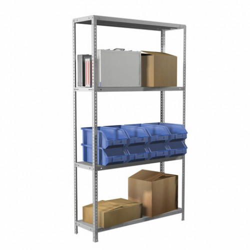 Стеллаж металлический BRABIX MS Plus-185/40-4, 1850х1000х400 мм, 4 полки, регулируемые опоры, 291105, S241BR154402