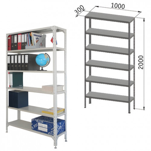 Стеллаж металлический УНИВЕРСАЛ, 2000х1000х300 мм, УСИЛЕННЫЕ СТОЙКИ, 6 полок, регулируемые опоры, 290144