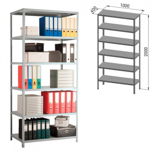 Стеллаж металлический ПРАКТИК MS, 2000х1000х400 мм, 6 полок, MS 200/100х40/6